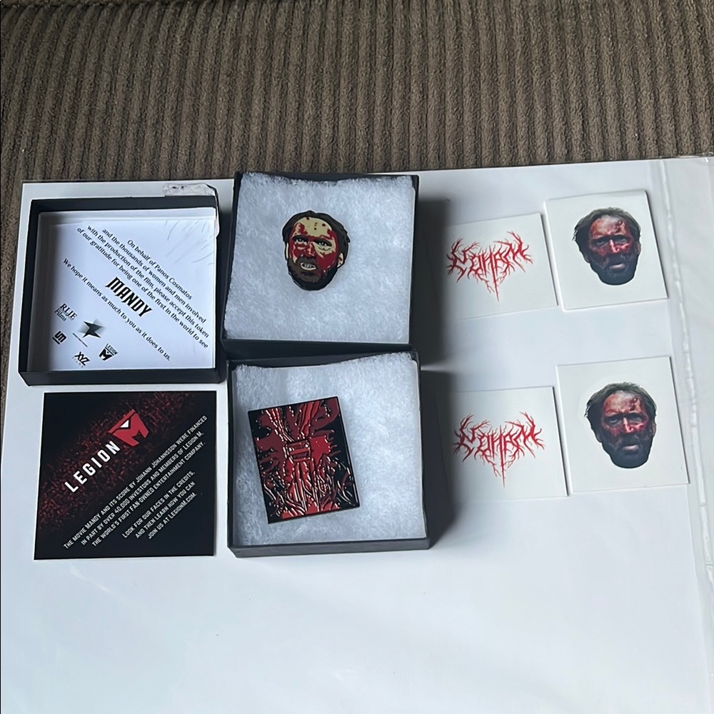 Legion M.  Mandy movie collector pins.